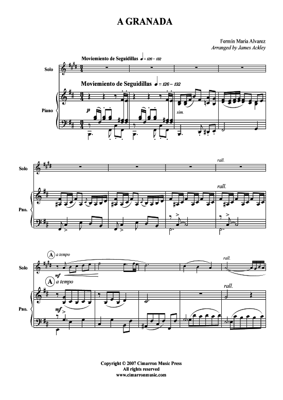 A Granada (Trompete + Klavier) (Klavier  Trompete) von Fermin Maria Alvarez