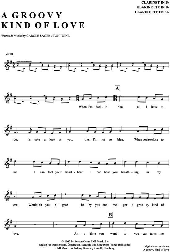 A groovy kind of love (Klarinette in B) (Klarinette) von Phil Collins