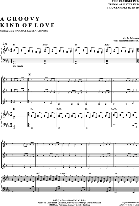 A groovy kind of love (Klarinetten Trio + Klavier) (Trio (Klarinette)) von Phil Collins