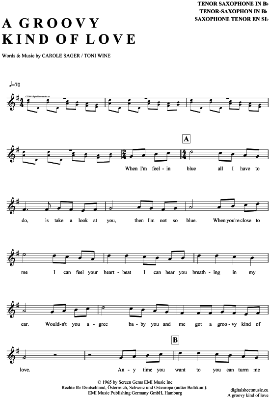 A groovy kind of love (Tenor-Sax) (Tenor Saxophon) von Phil Collins