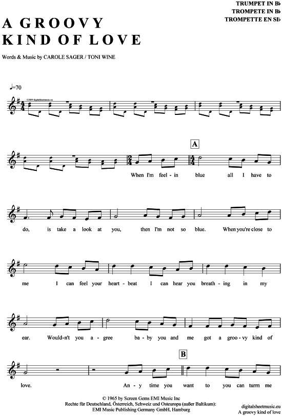A groovy kind of love (Trompete in B) (Trompete) von Phil Collins
