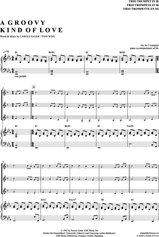A groovy kind of love (Trompeten Trio + Klavier) (Trio (Trompete)) von Phil Collins