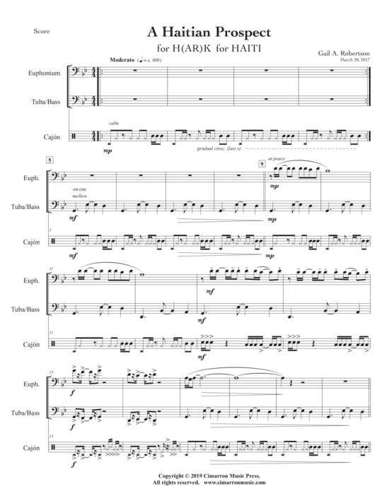 A Haitian Prospect (Euphonium Tuba + Cajon) (Trio (3 St.)) von Gail Robertson