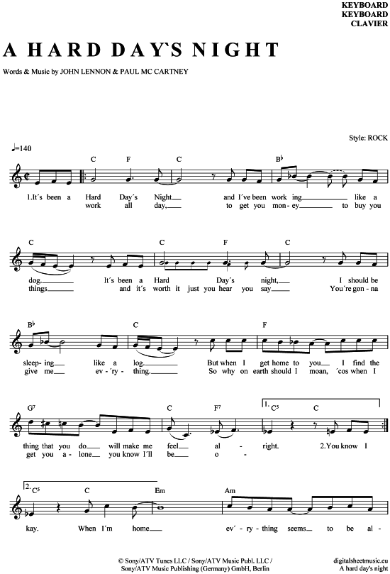 A Hard Day s Night (Keyboard) (Keyboard) von Beatles