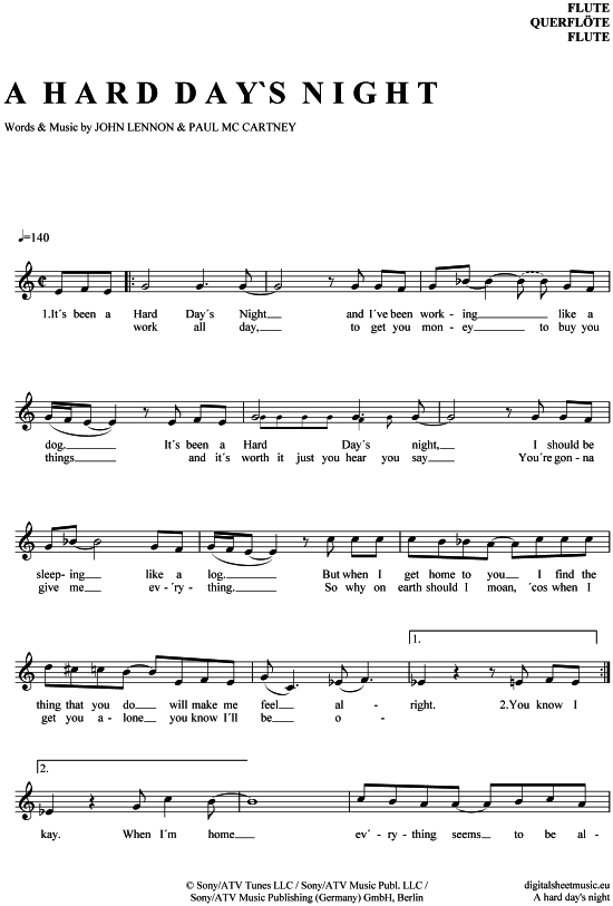 A Hard Day s Night (Querfl te) (Querfl te) von Beatles