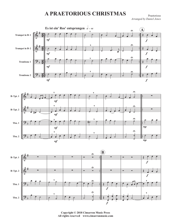 A Praetorius Christmas (Blechbl auml ser Quartett) (Quartett (Blech Brass)) von Michael Praetorius