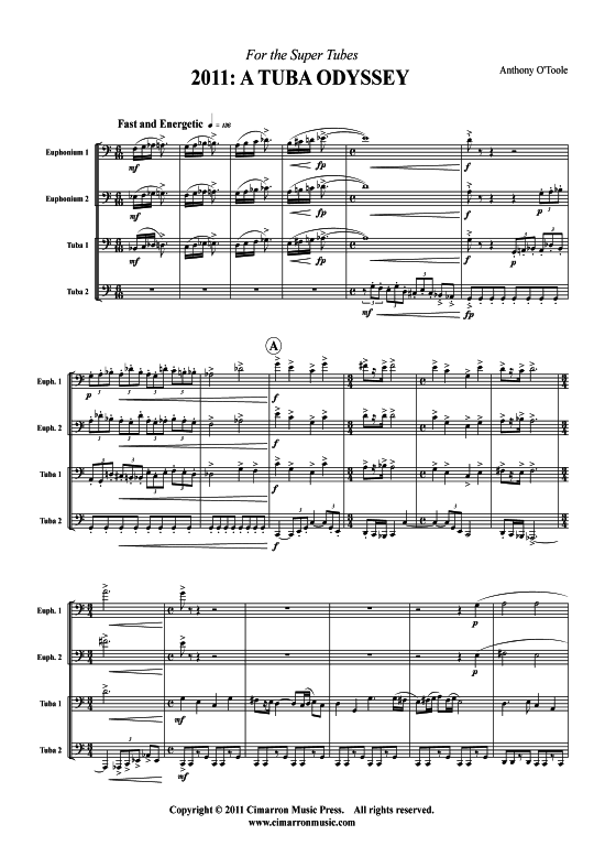 A Space Odyssey (Tuba Quartett 2x Bariton 2xTuba) (Quartett (Tuba)) von Anthony O Toole