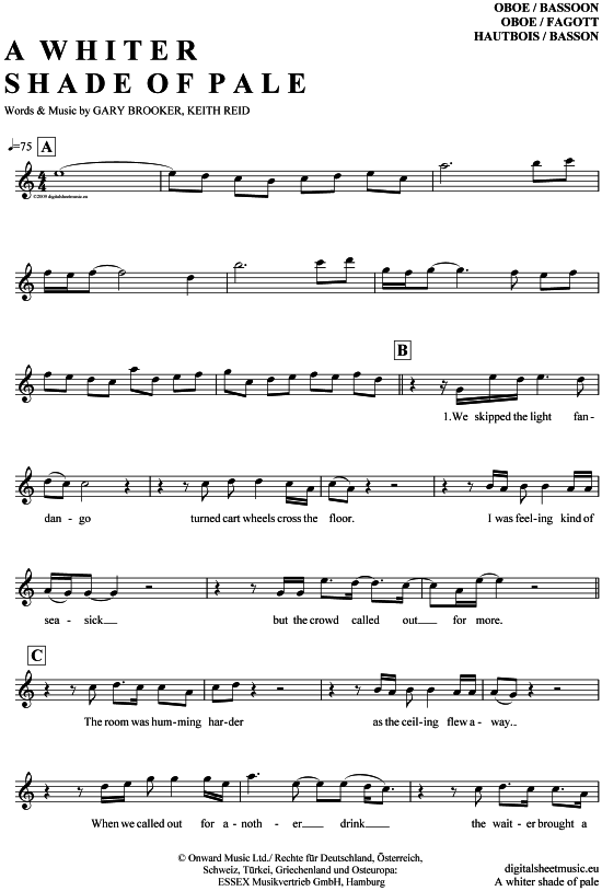A whiter shade of pale (Oboe  Fagott) (Oboe Fagott) von Procol Harum