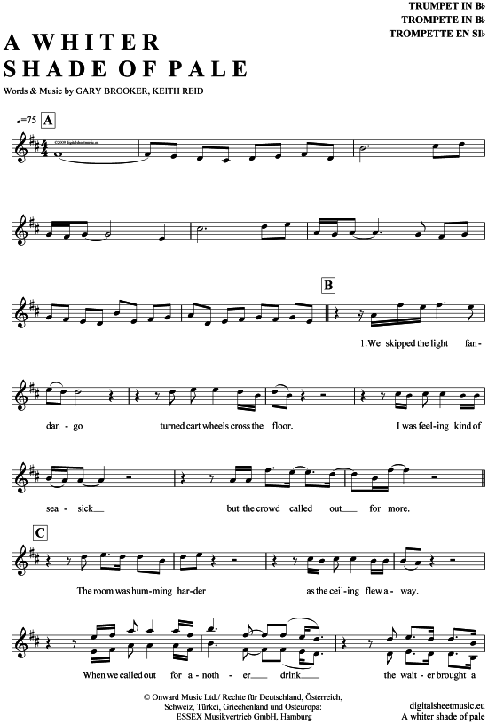 A whiter shade of pale (Trompete in B) (Trompete) von Procol Harum