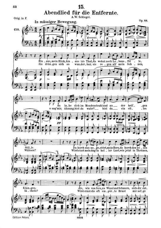Abendlied f r die Entfernte D.856 (Gesang mittel + Klavier) (Klavier  Gesang mittel) von Franz Schubert