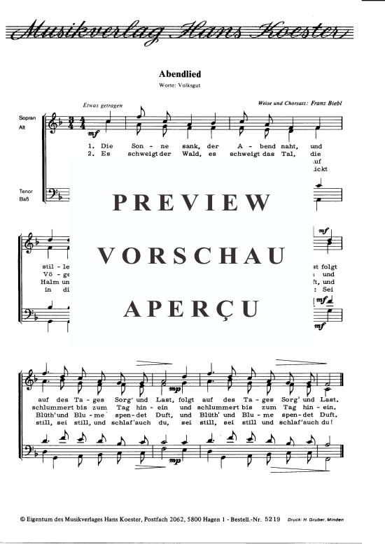 Abendlied (Gemischter Chor) (Gemischter Chor) von Franz Biebl