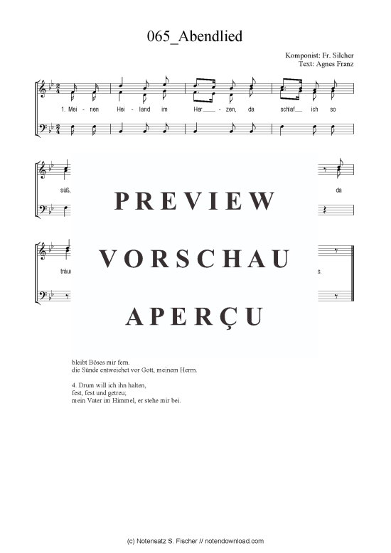 Abendlied (Gemischter Chor SAB) (Gemischter Chor (SAB)) von Fr. Silcher  Agnes Franz