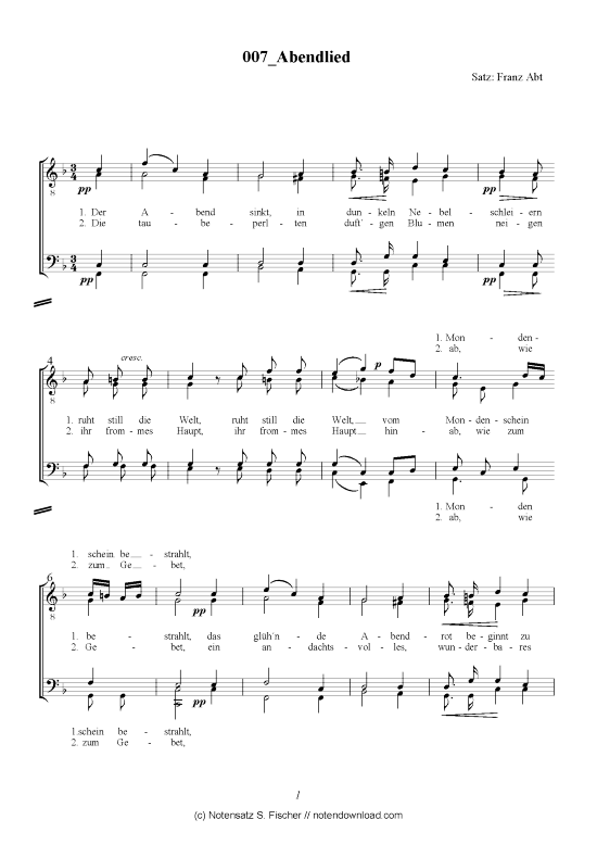 Abendlied (M nnerchor) (M nnerchor) von Franz Abt 