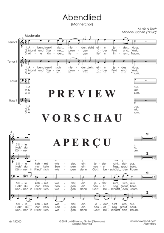 Abendlied (M nnerchor) (M nnerchor) von Michael Zschille