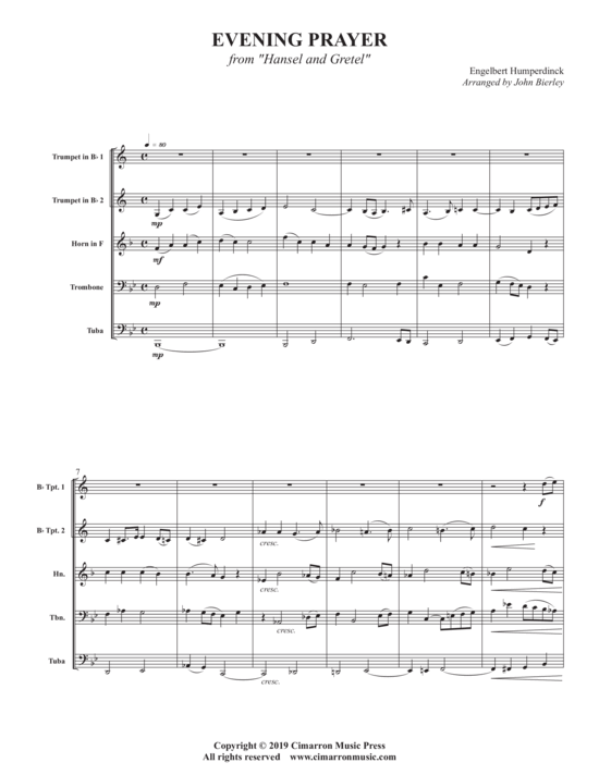 Abendsegen (Blechbl auml ser Quintett) (Quintett (Blech Brass)) von Engelbert Humperdinck