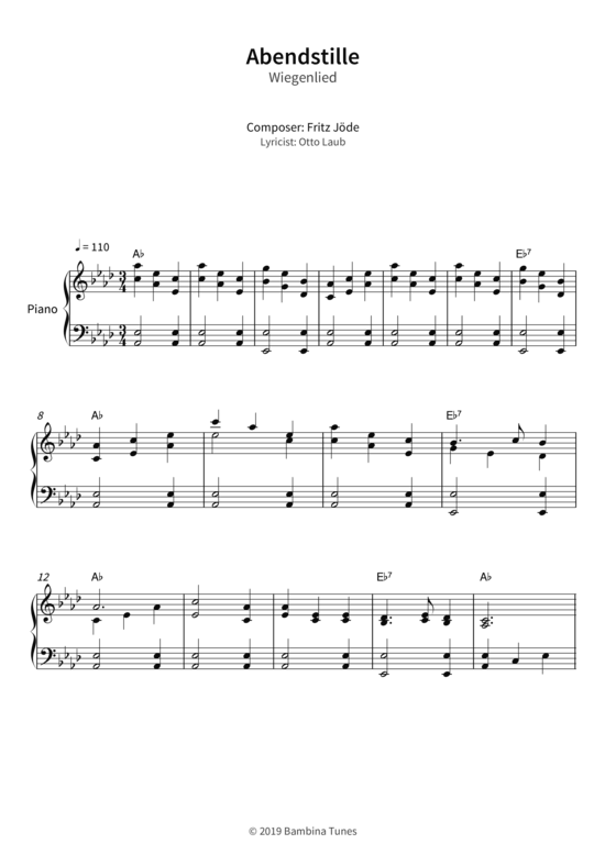 Abendstille - Wiegenlied (Klavier Solo) (Klavier Solo) von Fritz J de