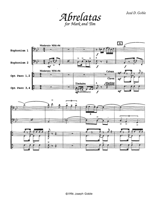 Abrelatas (Euphonium Duett + opt. Percussion) (Duett (Tuba)) von Joseph Goble