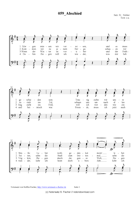 Abschied (M nnerchor) (M nnerchor) von Fr. Silcher 