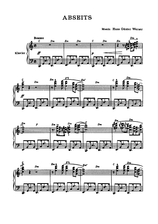 Abseits (Klavier + Gesang) (Klavier Gesang  Gitarre) von Hans G uuml nter Werner