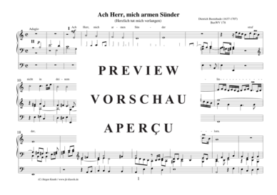 Ach Herr mich armen S nder (Herzlich tut mich verlangen) (BuxWV 178 - DIN A3) (Orgel Solo) (Orgel Solo) von Dietrich Buxtehude 