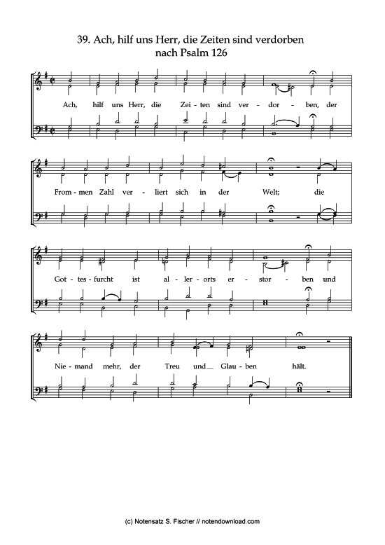 Ach hilf uns Herr die Zeiten sind verdorben (Gemischter Chor) (Gemischter Chor) von Psalme des Kantons Schaffhausen (1867)