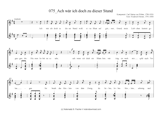 Ach w rich doch zu dieser Stund (Gitarre + Gesang) (Gitarre  Gesang) von Carl Maria von Weber  1786-1826  Friedrich F rster 1791-1868