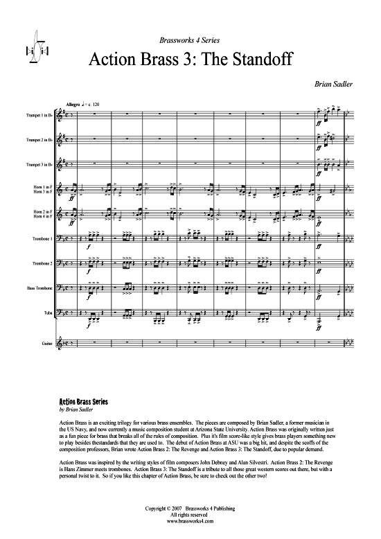 Action Brass 3 The Standoff (Brass Ensemble) (Ensemble (Blechbl ser)) von Brian Sadler