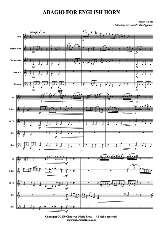Adagio for English Horn (Holzbl auml ser-Quintett) (Quintett (Holzbl ser)) von Borealis Wind Quintet