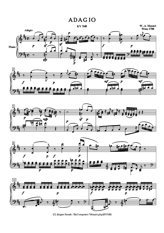 Adagio KV540 (Klavier Solo) (Klavier Solo) von W.-A. Mozart