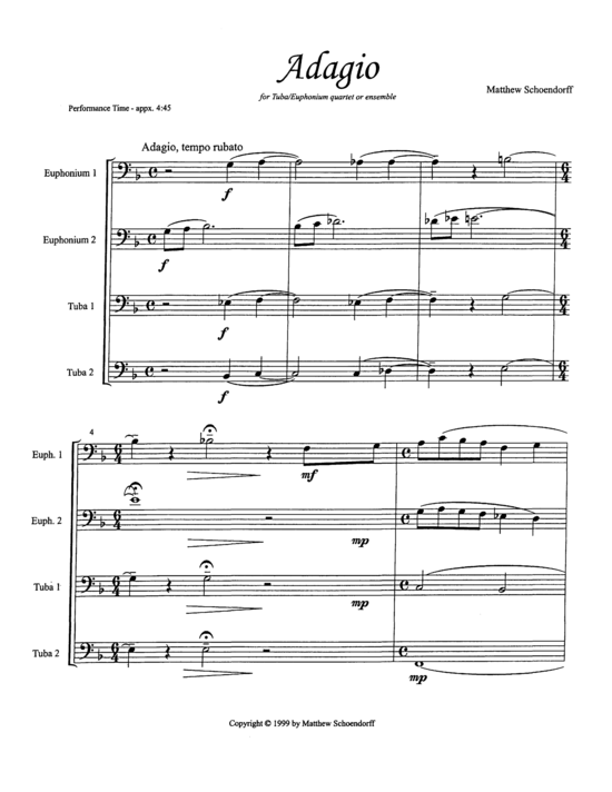 Adagio (Tuba Quartett) (Quartett (Tuba)) von Matthew Schoendorff