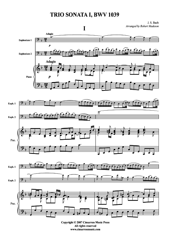 Adagio u. Allegro aus der Trio Sonata (2x Bariton Posaune) (Duett (Posaune)) von J. S. Bach (BWV 1039)