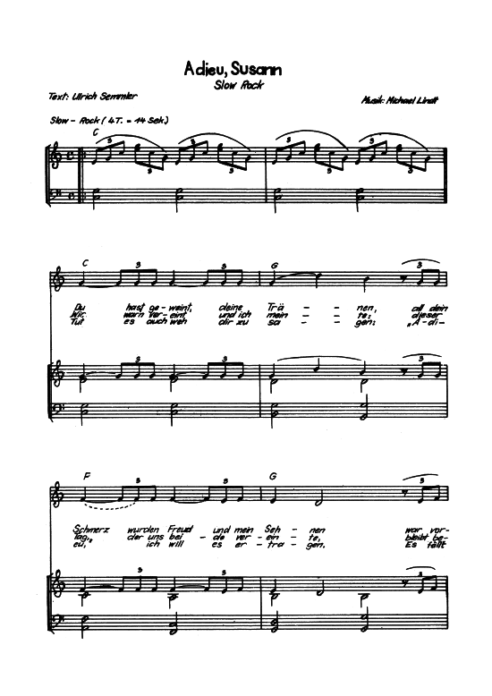 Adieu Susann (Klavier + Gesang) (Klavier Gesang  Gitarre) von Michael Lindt