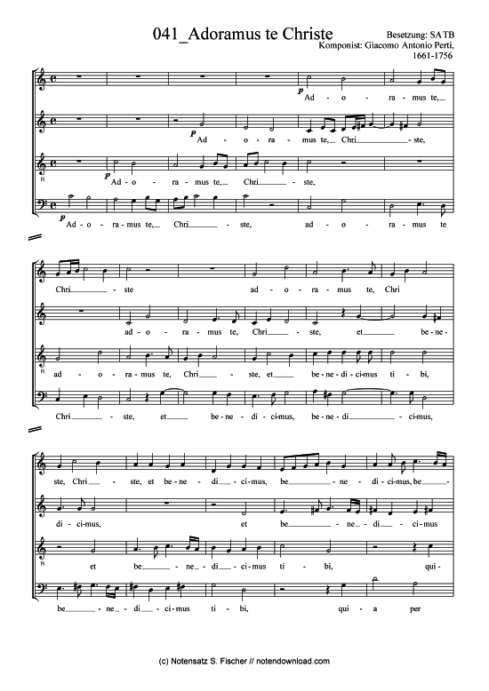 Adoramus te Christe (Gemischter Chor) (Gemischter Chor) von Giacomo Antonio Perti 1661-1756 