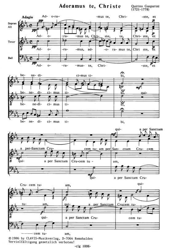 Adoramus te Christe (Gemischter Chor) (Gemischter Chor) von Quirino Gasparini 