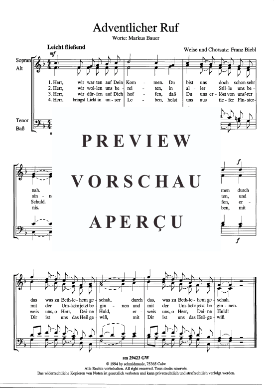 Adventlicher Ruf (Gemischter Chor) (Gemischter Chor) von Franz Biebl