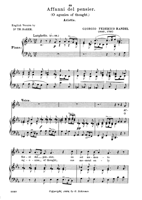 Affani del pensier (Gesang + Klavier) (Klavier  Gesang) von Georg Friedrich H ndel