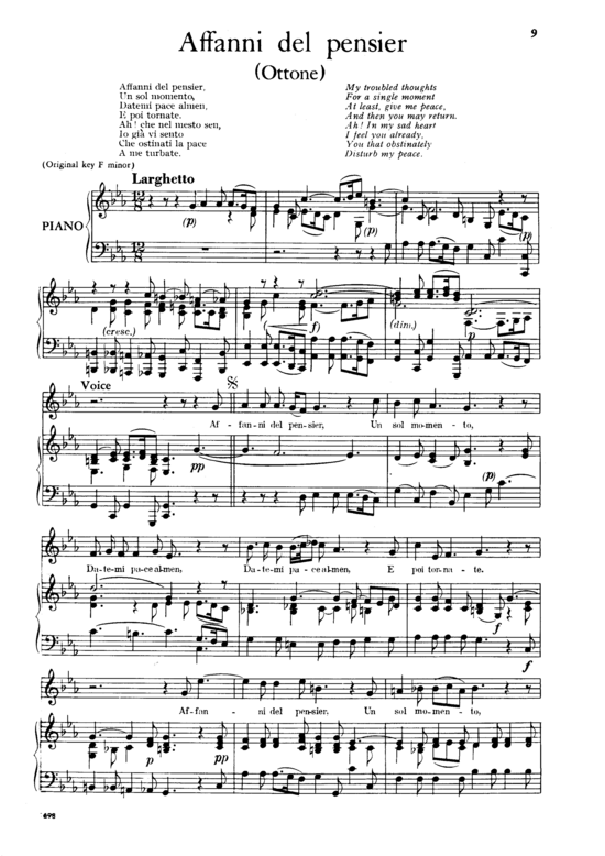 Affani del pensier (Gesang tief + Klavier) (Klavier  Gesang tief) von G. F. H auml ndel