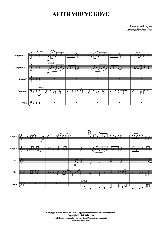 After You ve Gone (Blechbl serquintett) (Quintett (Blech Brass)) von Creamer and Layton (arr. Gale)
