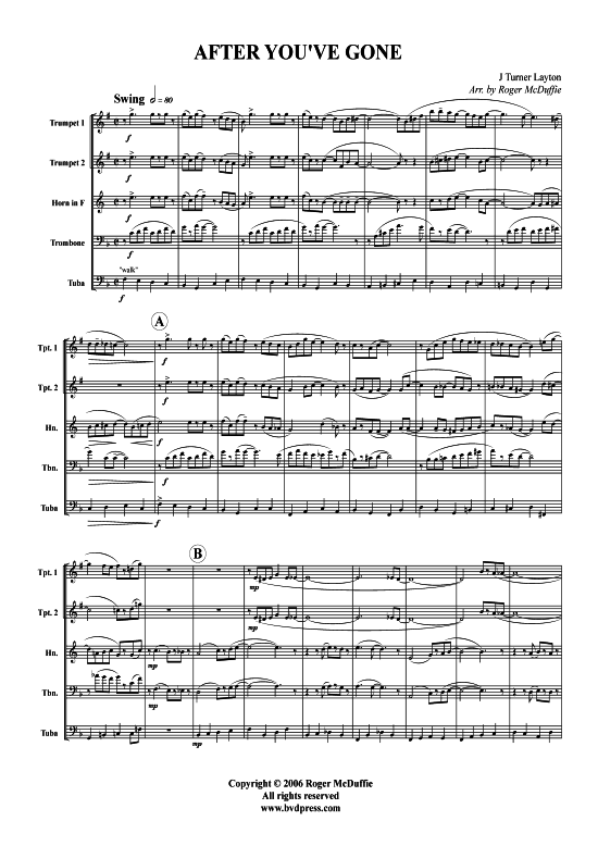 After You ve Gone (Blechbl serquintett) (Quintett (Blech Brass)) von Turner Layton (arr. McDuffie)