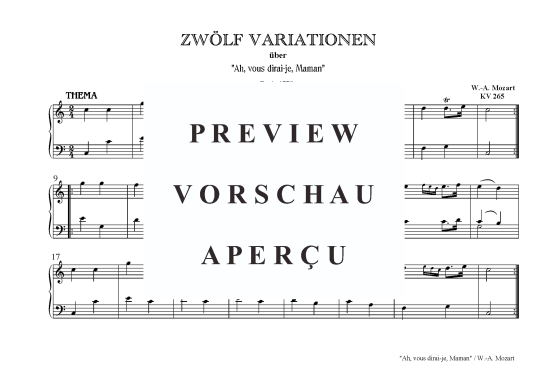 Ah vous dirai-je Maman (12 Variationen) KV 265 (Klavier Solo) (Klavier Solo) von W.-A. Mozart