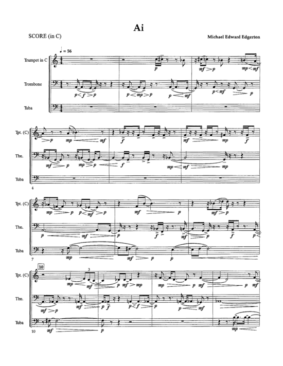 Ai (Trio f uuml r Trompete in C Posaune + Tuba) (Trio (3 St.)) von Michael Edgerton