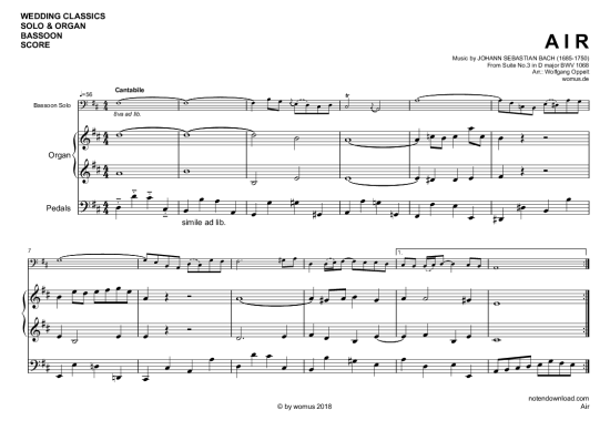 Air (Fagott + Orgel) (Orgel  Fagott) von Johann Sebastian Bach (arr. WO)