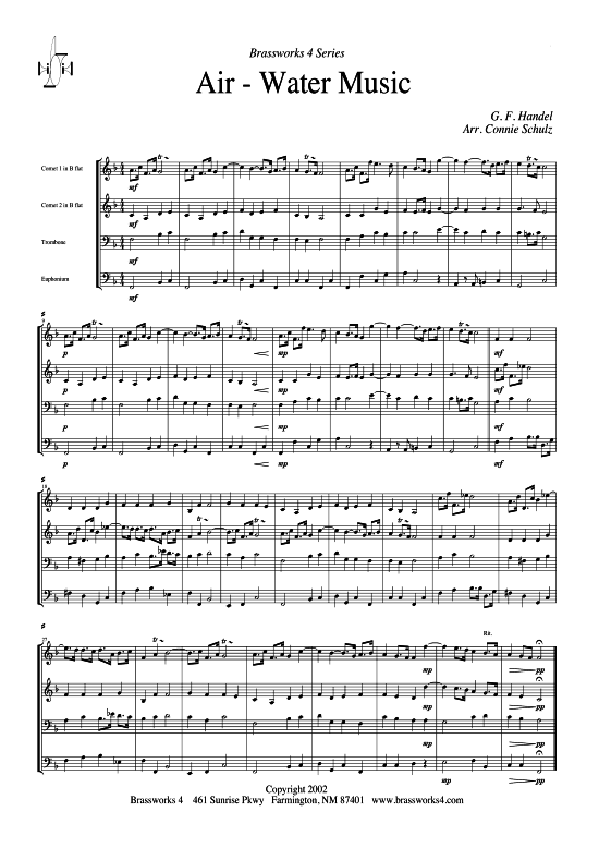 Air from Water Music (2xTromp in B Horn in F (Pos) Pos) (Quartett (Blech Brass)) von G. F. H ndel