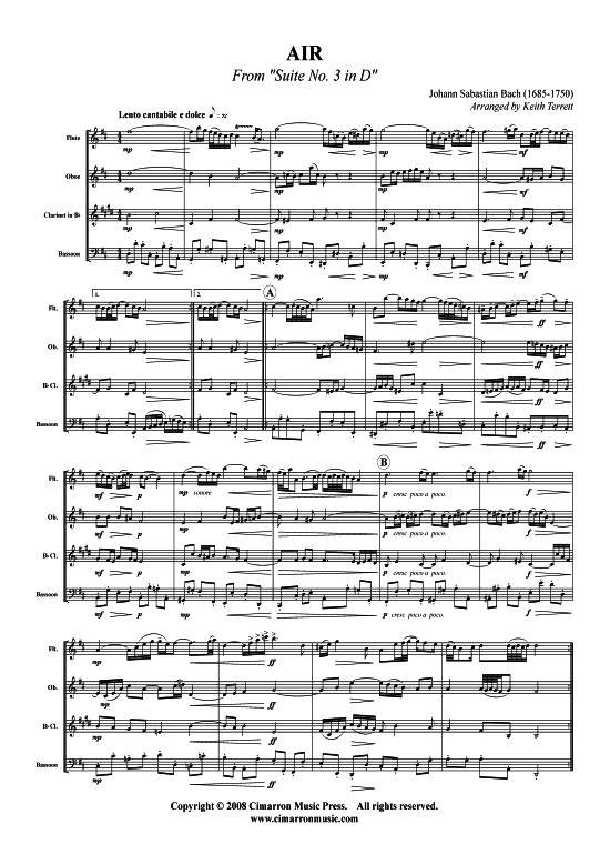 Air (Holzbl auml ser-Quartett) (Quartett (Holzbl ser)) von J. S. Bach