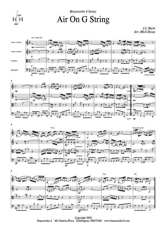 Air on G String (Blechbl serquartett) (Quartett (Blech Brass)) von J. S. Bach