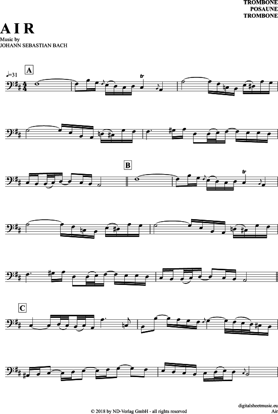 Air (Posaune  Bariton) (Posaune) von Johann Sebastian Bach