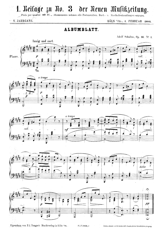Albumblatt (Klavier Solo) (Klavier Solo) von Adolf Schultze