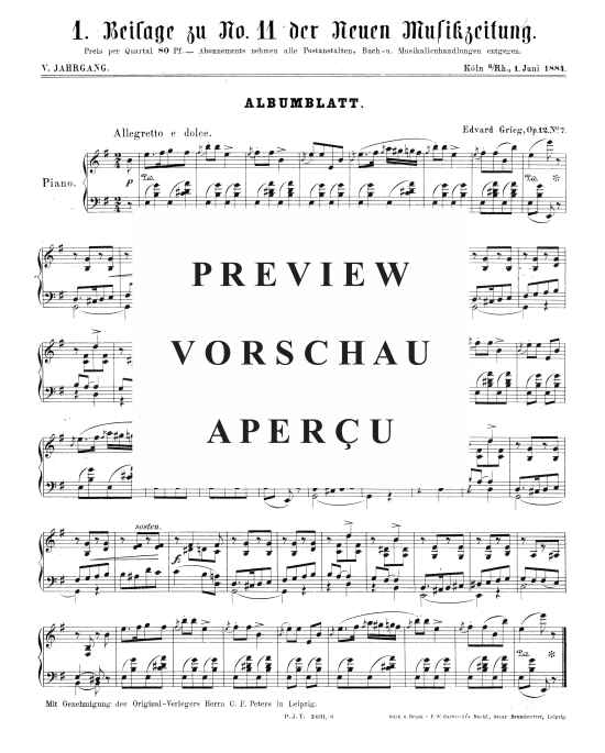 Albumblatt (Klavier Solo) (Klavier Solo) von Edvard Grieg