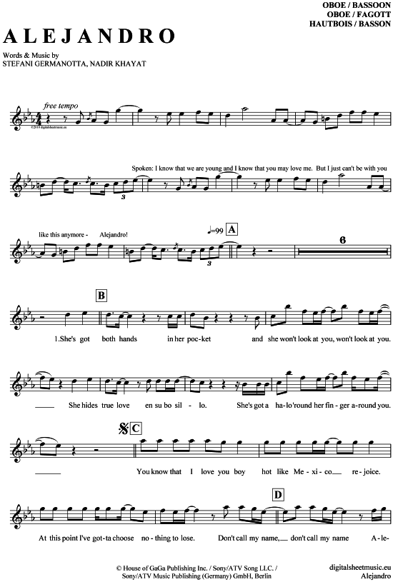 Alejandro (Oboe  Fagott) (Oboe Fagott) von Lady GaGa
