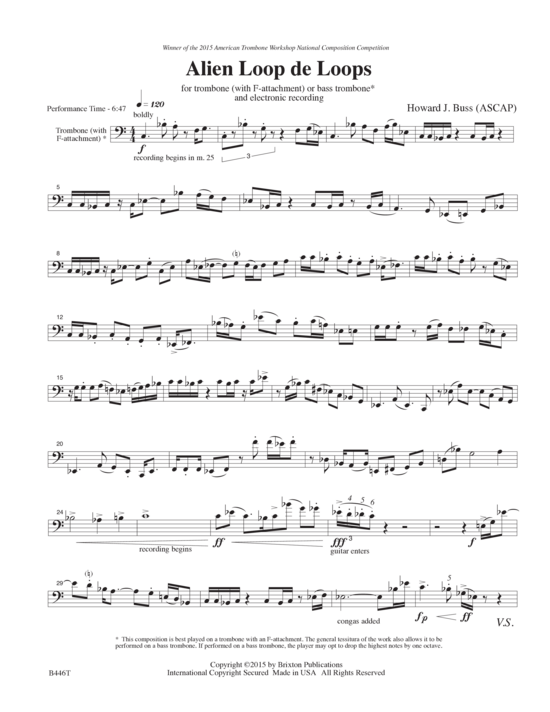 Alien Loop de Loops (Posaune Bassposaune und elektronische Aufzeichnung) (Melodieinstrument  Aufnahme) von Howard J. Buss